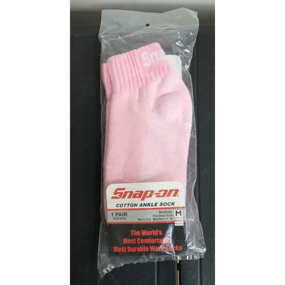 Snap-On Tools Pink Crew Socks 1pr Size M Medium Made USA Cotton Blend NEW - Picture 4 of 6